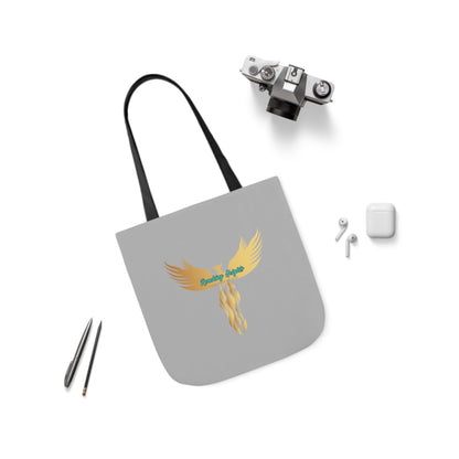 Light Grey: RH Logo: Black Font: Phoenix Rise: Canvas Tote Bag, 5-Color Straps