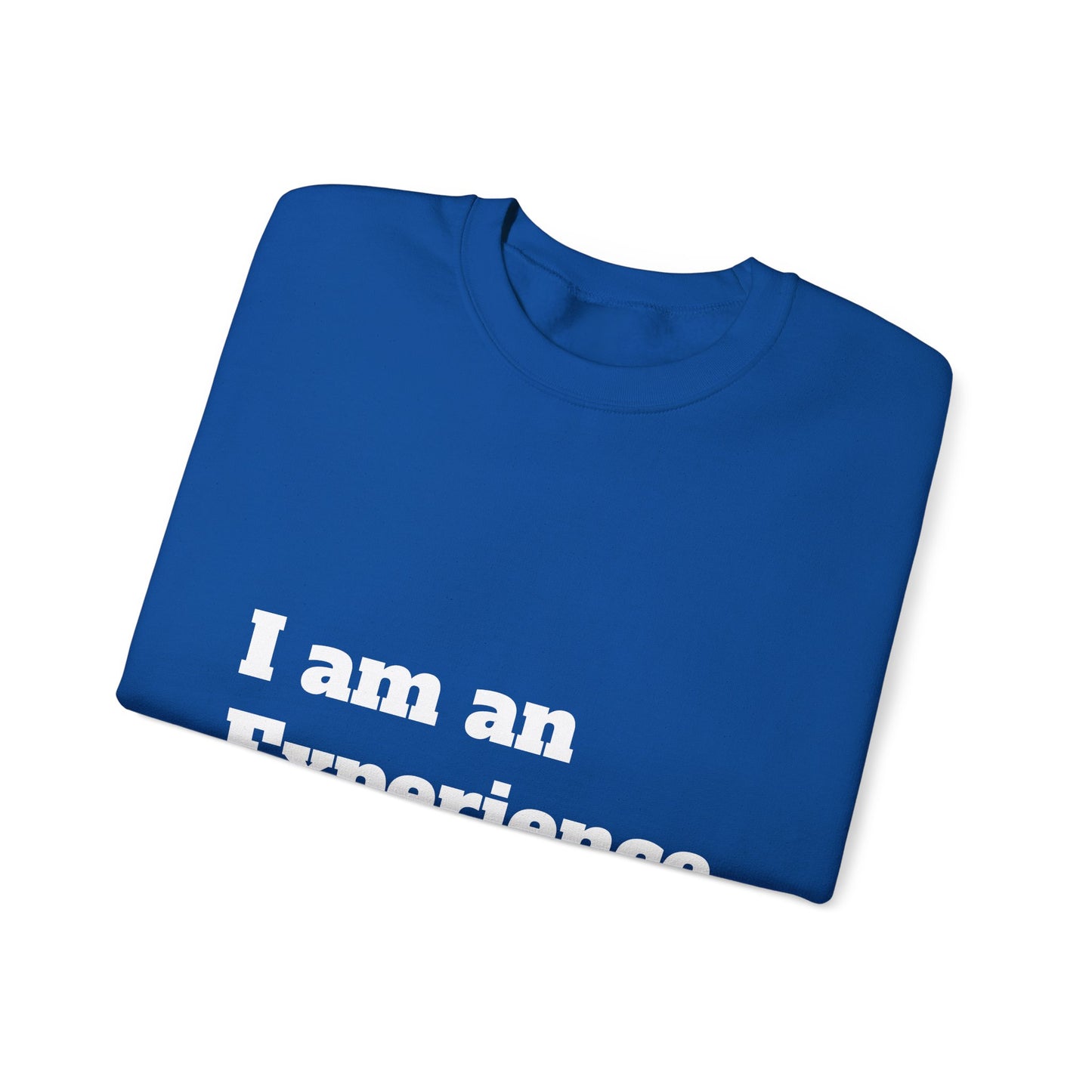I am an Experience: White font: Unisex Heavy Blend™ Crewneck Sweatshirt