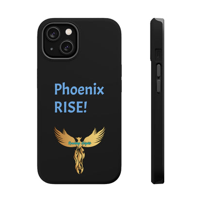 Phoenix Rise: Black: Light Blue Font: MagSafe Tough Cases