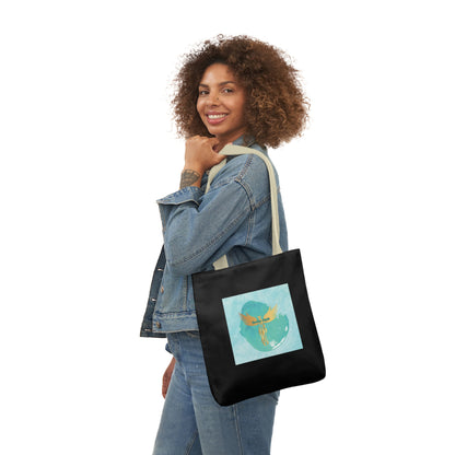 Black: RH Splash: Light Blue Font: Canvas Tote Bag, 5-Color Straps