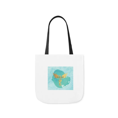 White: RH Splash: Light Blue Font: Canvas Tote Bag, 5-Color Straps