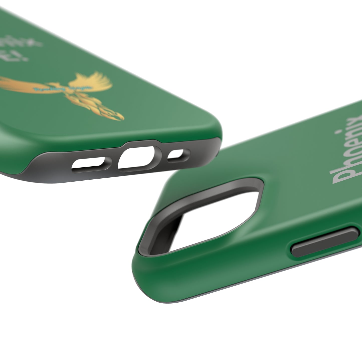 Phoenix Rise: Dark Green: Grey Font: MagSafe Tough Cases