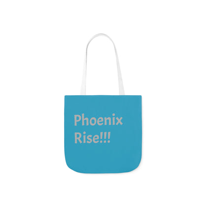 Turquoise: RH Logo: Grey Font: Phoenix Rise: Canvas Tote Bag, 5-Color Straps