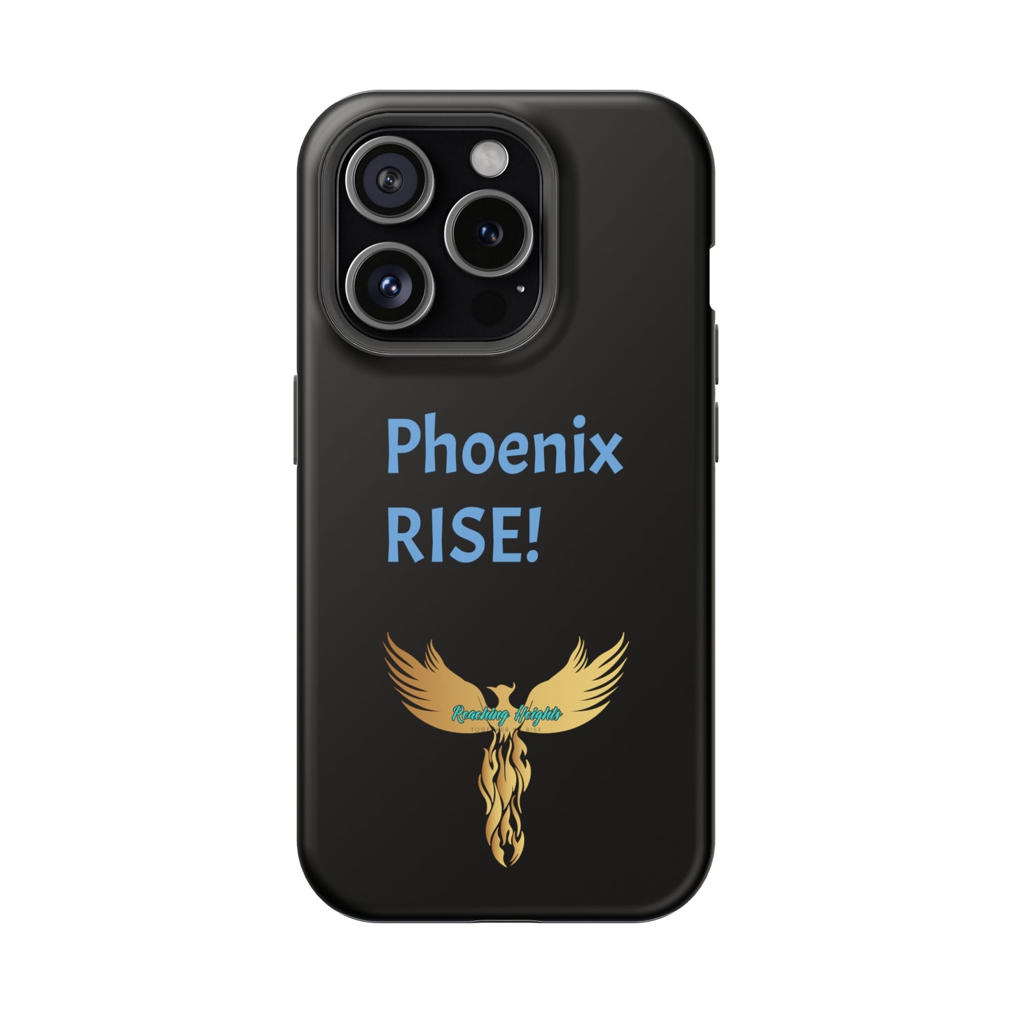 Phoenix Rise: Black: Light Blue Font: MagSafe Tough Cases