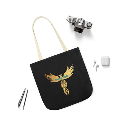 Black: RH Logo: White Font: Phoenix Rise: Canvas Tote Bag, 5-Color Straps