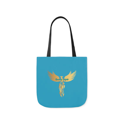 Turquoise: RH Logo: Grey Font: Phoenix Rise: Canvas Tote Bag, 5-Color Straps