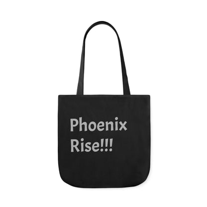 Black: RH Logo: Light Grey Font: Phoenix Rise: Canvas Tote Bag, 5-Color Straps