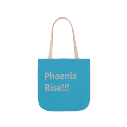 Turquoise: RH Logo: Grey Font: Phoenix Rise: Canvas Tote Bag, 5-Color Straps