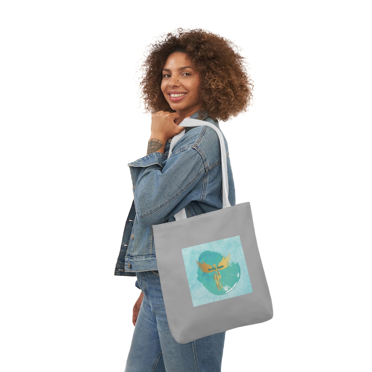 Grey: RH Splash: Light Blue Font: Canvas Tote Bag, 5-Color Straps