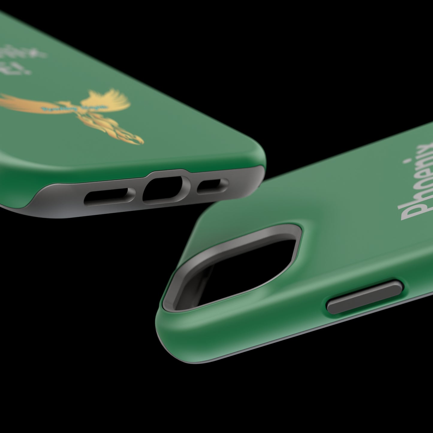 Phoenix Rise: Dark Green: Grey Font: MagSafe Tough Cases