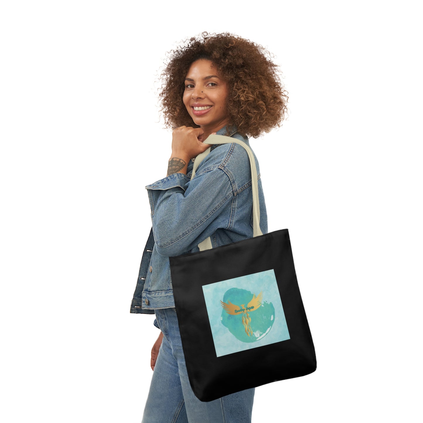 Black: RH Splash: Light Blue Font: Canvas Tote Bag, 5-Color Straps