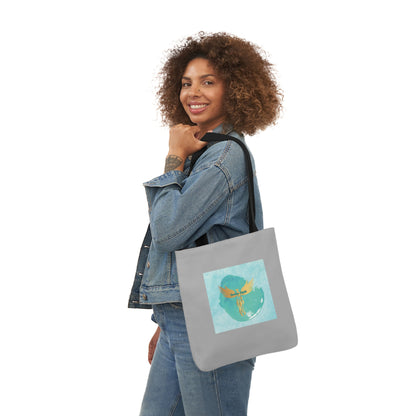 Grey: RH Splash: Light Blue Font: Canvas Tote Bag, 5-Color Straps