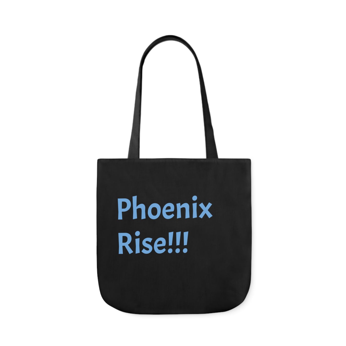 Black: RH Logo: Light Blue Font: Phoenix Rise: Canvas Tote Bag, 5-Color Straps