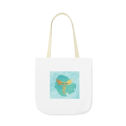 White: RH Splash: Light Blue Font: Canvas Tote Bag, 5-Color Straps