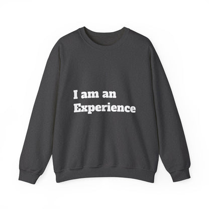 I am an Experience: White font: Unisex Heavy Blend™ Crewneck Sweatshirt