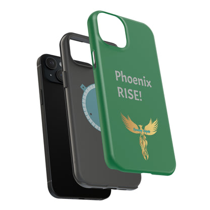 Phoenix Rise: Dark Green: Grey Font: MagSafe Tough Cases