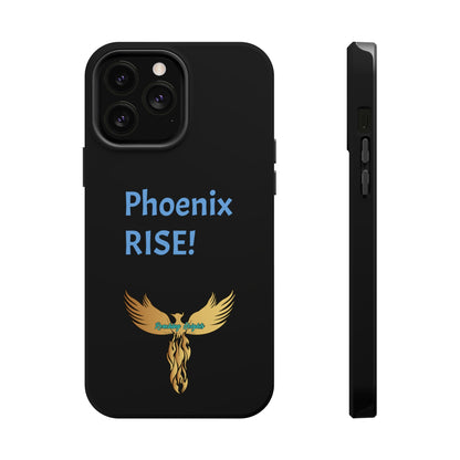 Phoenix Rise: Black: Light Blue Font: MagSafe Tough Cases