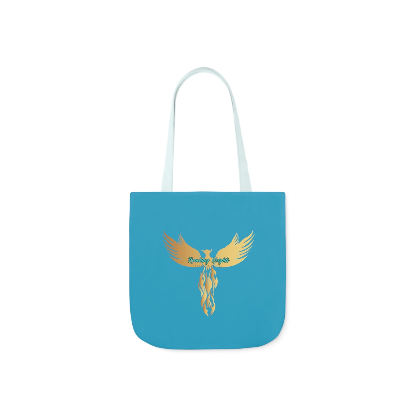 Turquoise: RH Logo: White Font: Phoenix Rise: Canvas Tote Bag, 5-Color Straps