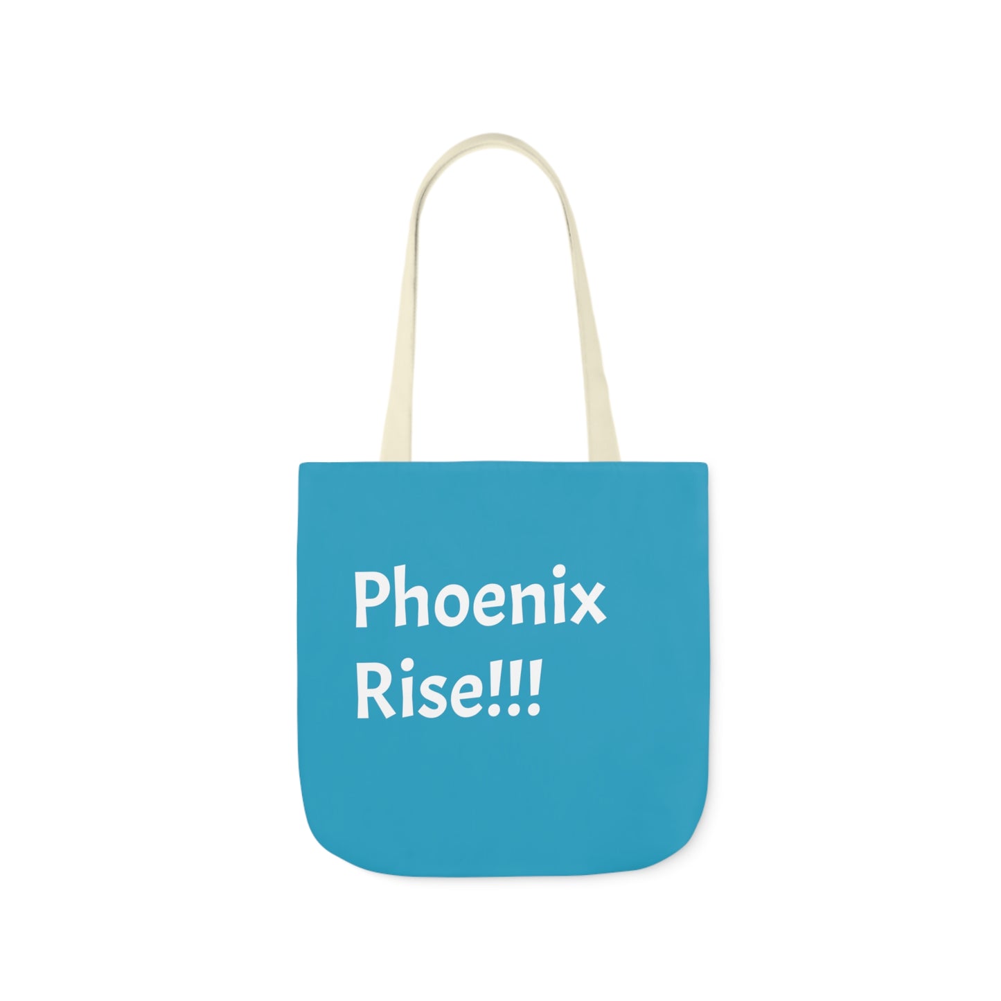 Turquoise: RH Logo: White Font: Phoenix Rise: Canvas Tote Bag, 5-Color Straps