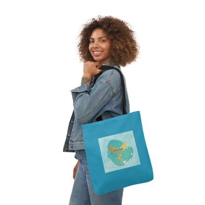 Turquoise: RH Splash: White Font: Canvas Tote Bag, 5-Color Straps